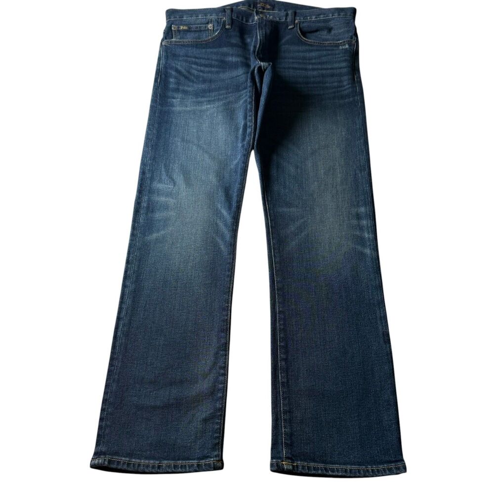 Polo Ralph Lauren Varick Slim Straight Jeans 36x31 Blue Faded Whiskering